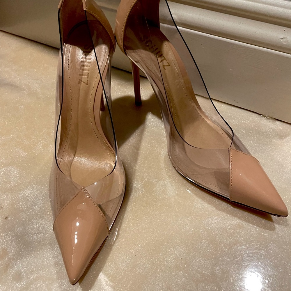 Clear/nude heels